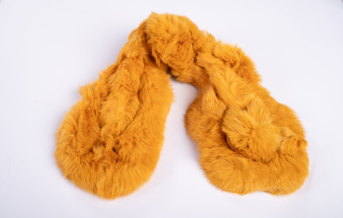 Cuello pelo natural conejo mostaza