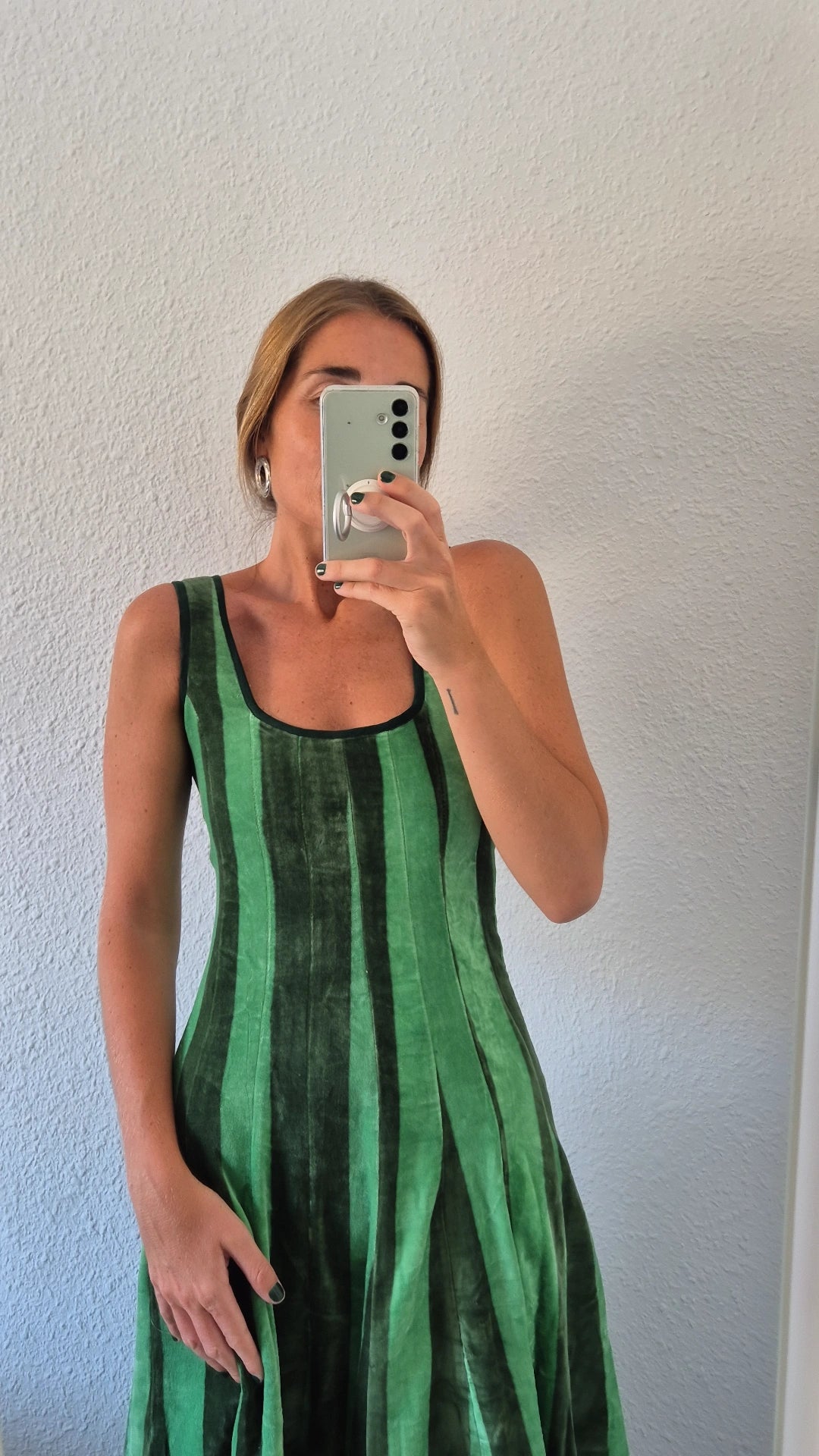 Vestido Moniquita stripes dark green