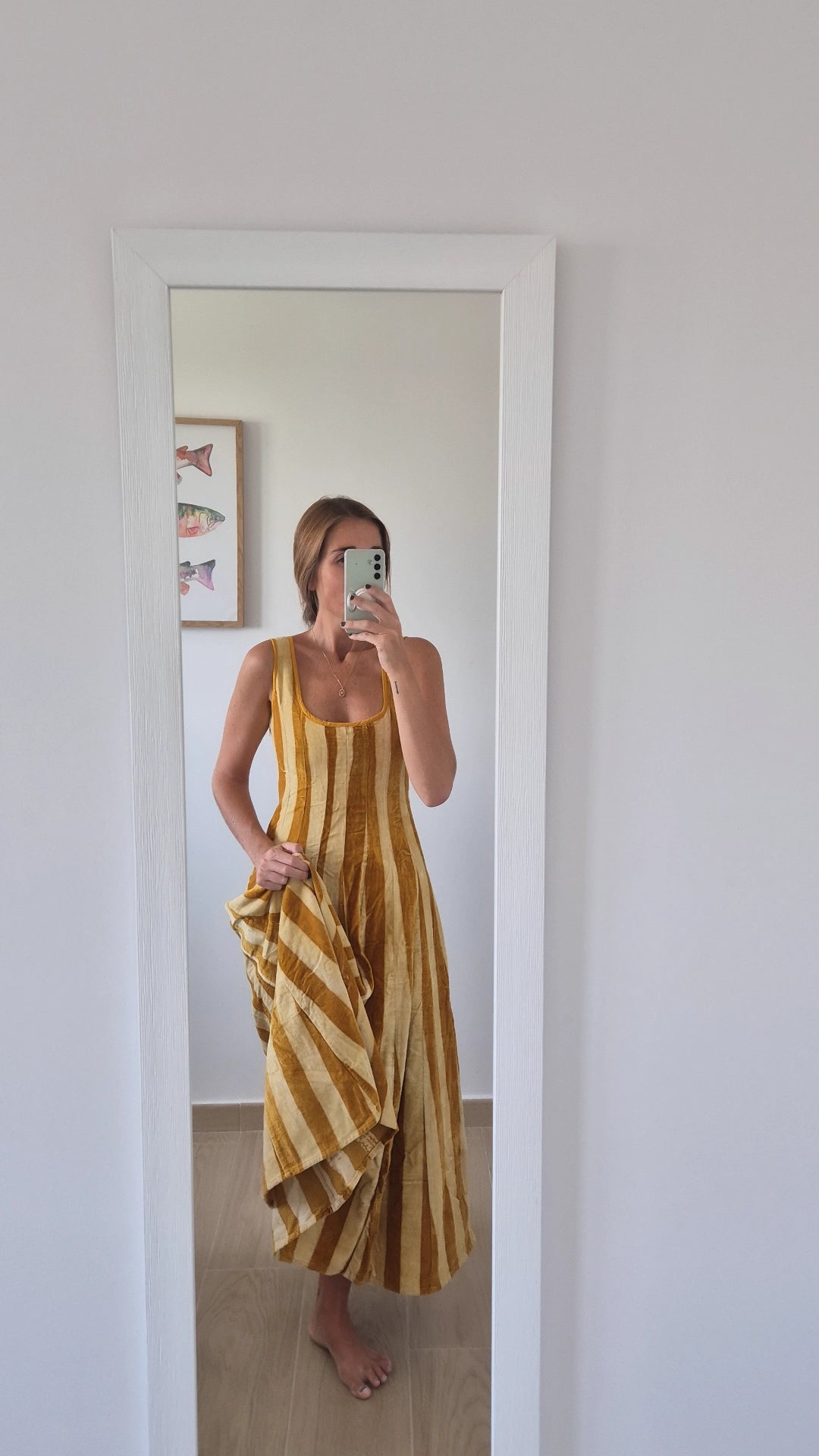 Vestido Moniquita stripes mostaza