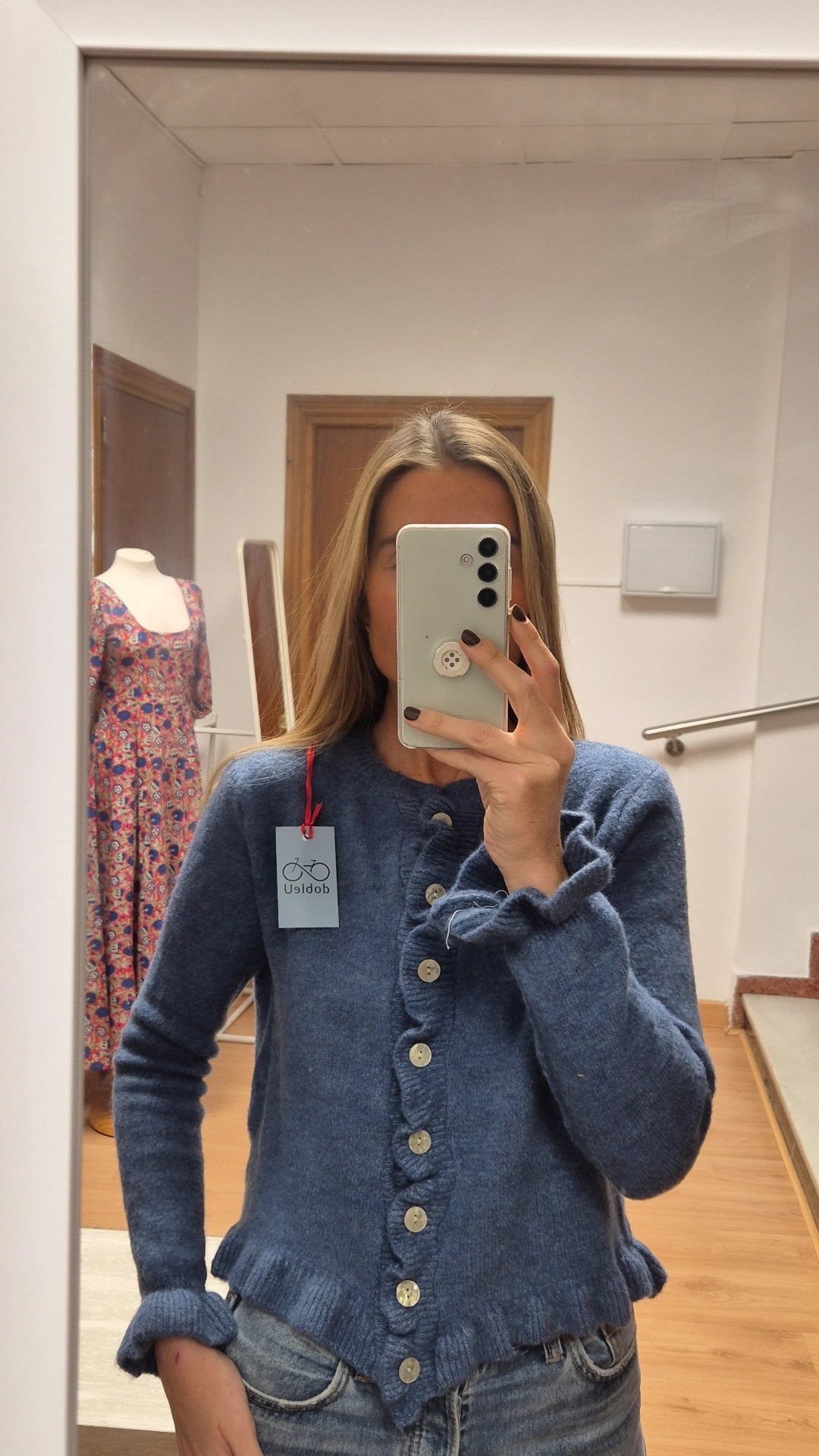 Cardigan botón azul bebé