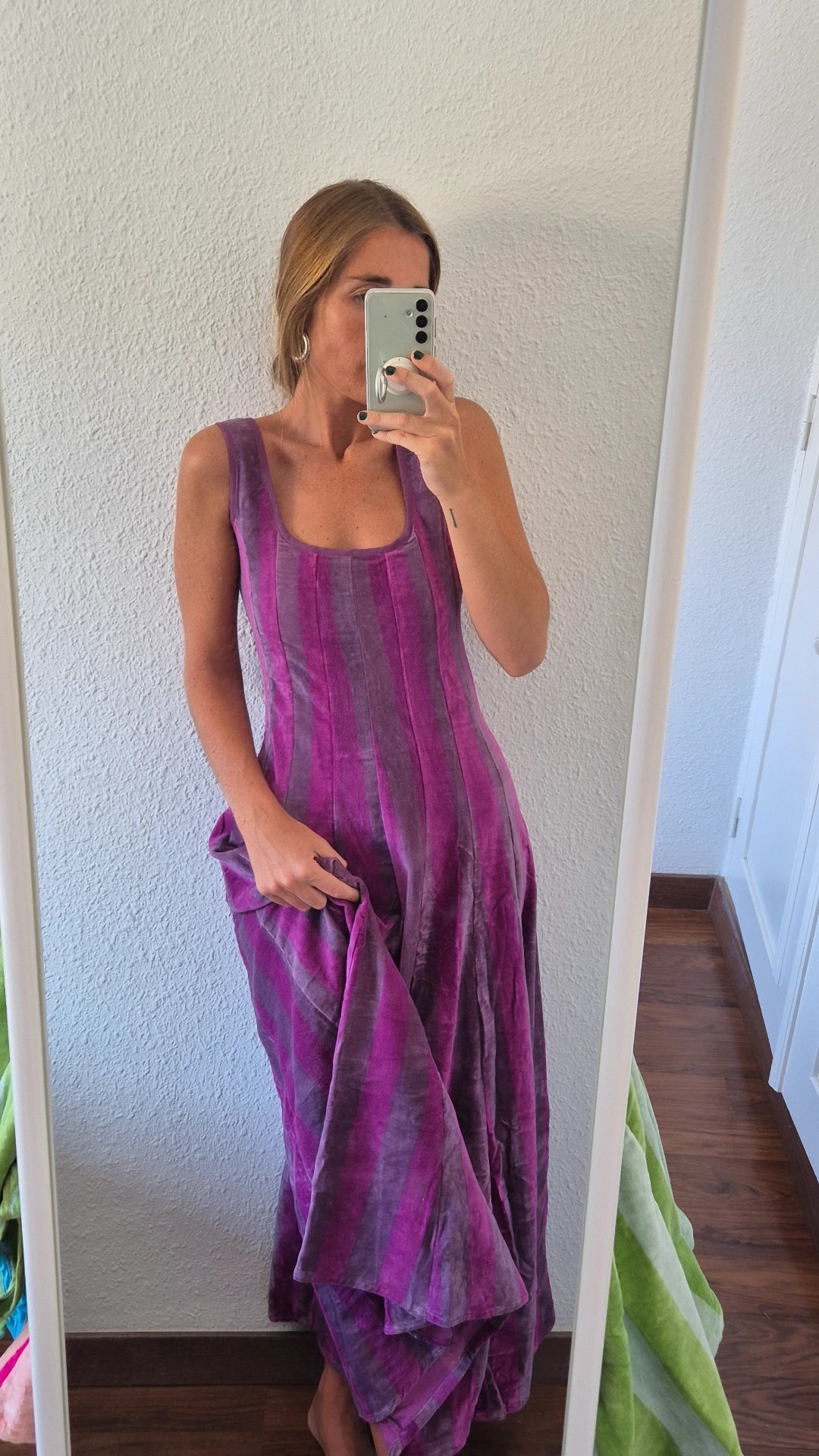Vestido Moniquita stripes dark purple
