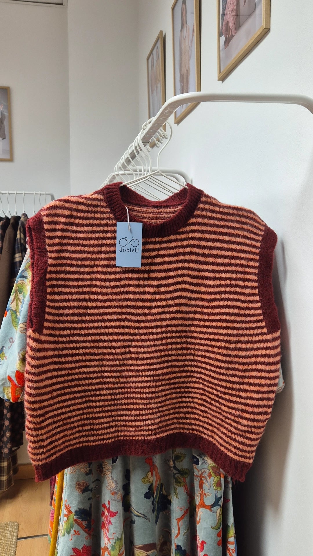 Chaleco rayas granate