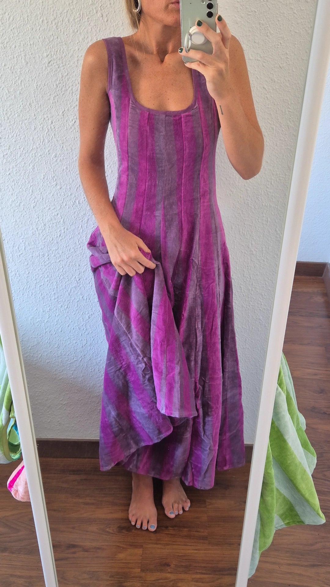 Vestido Moniquita stripes dark purple