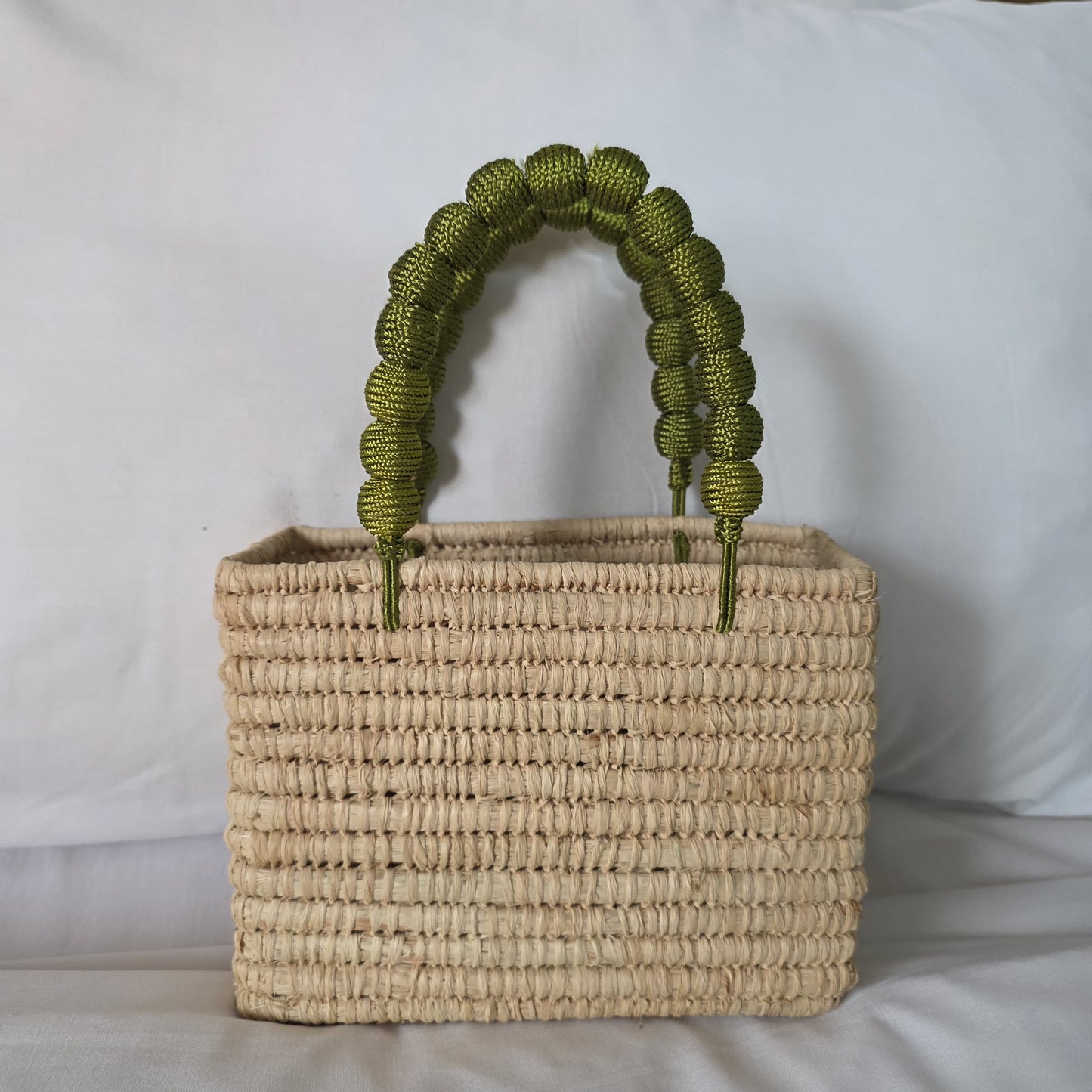 Bolso artesanal de rafia y algodón nuba