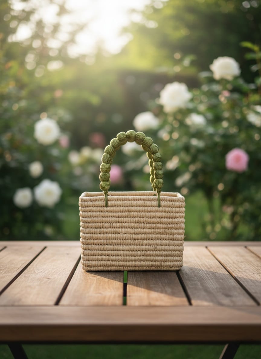 Bolso artesanal de rafia y algodón nuba