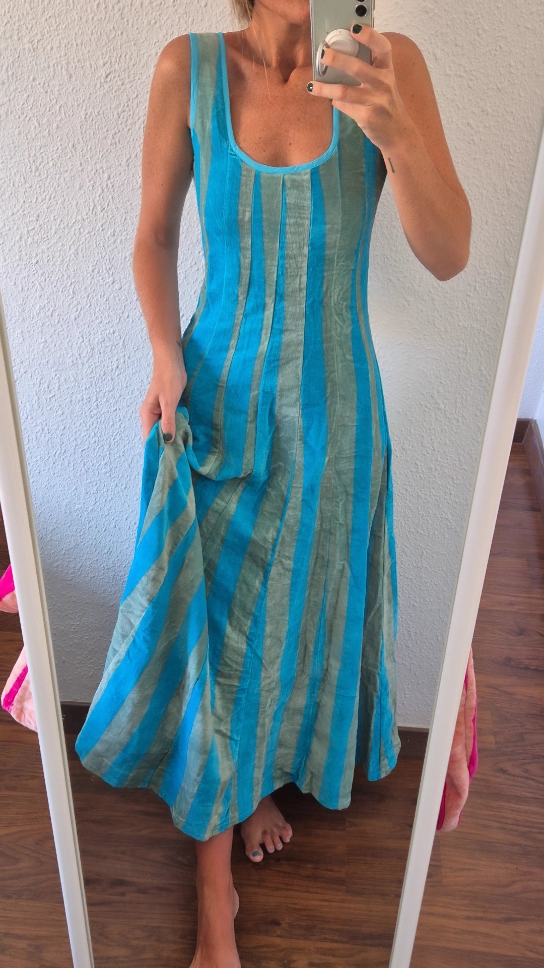 Vestido Moniquita stripes baby blue