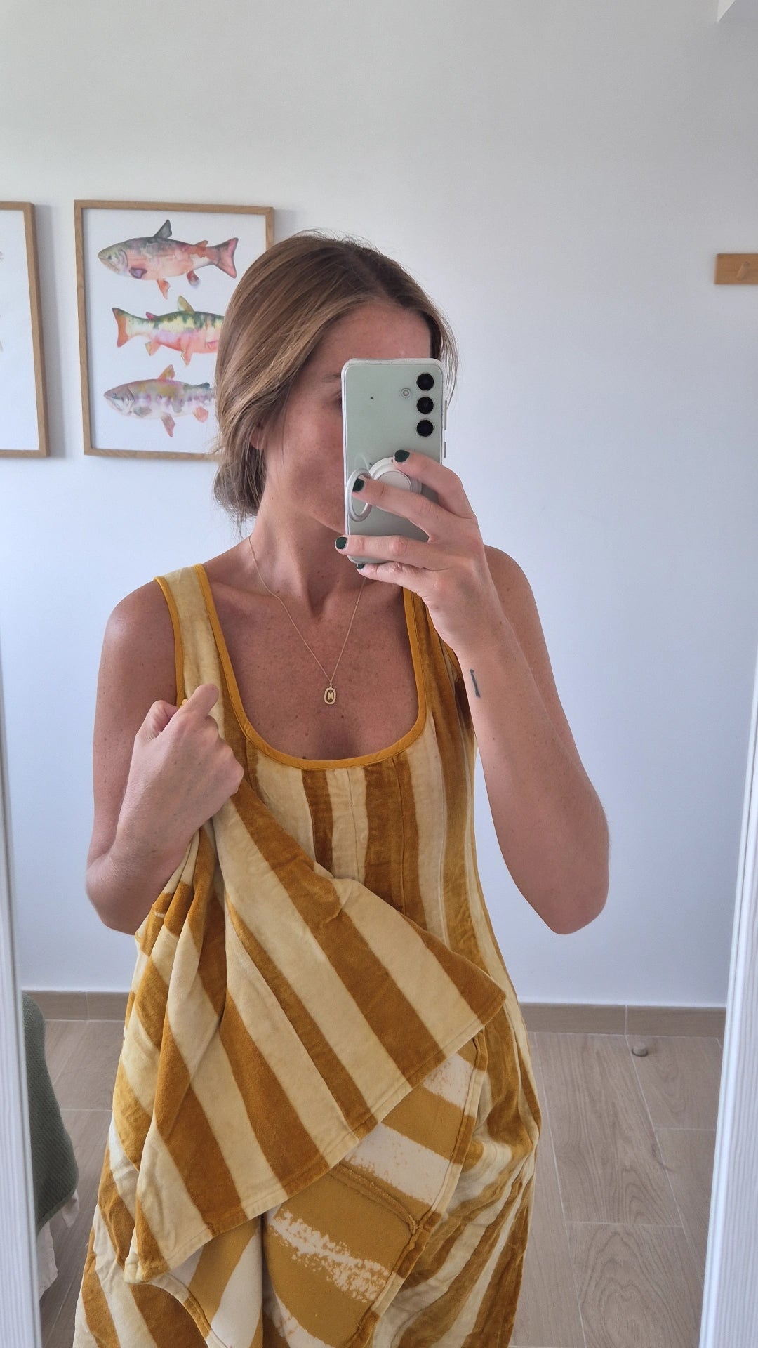 Vestido Moniquita stripes mostaza