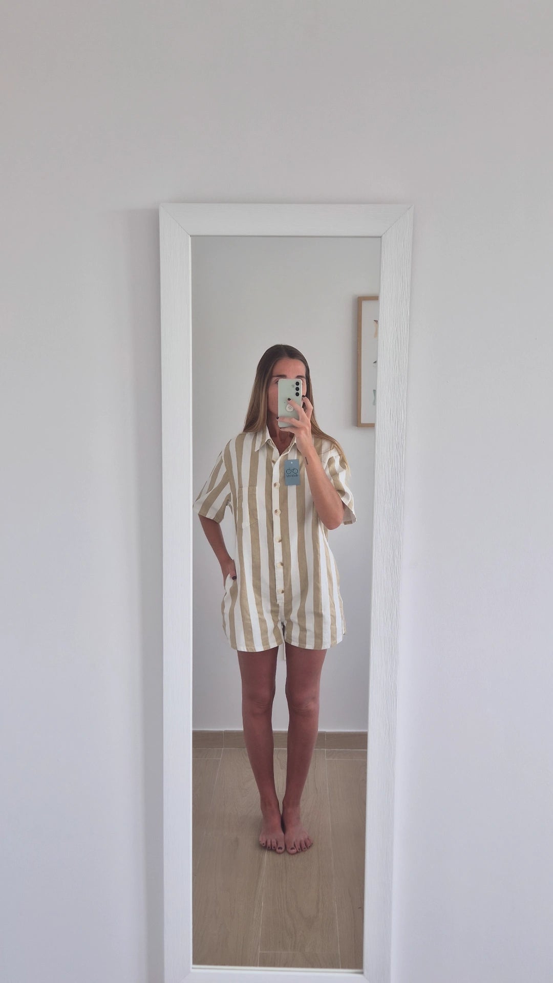 Mono denim 100% algodón rayas beige