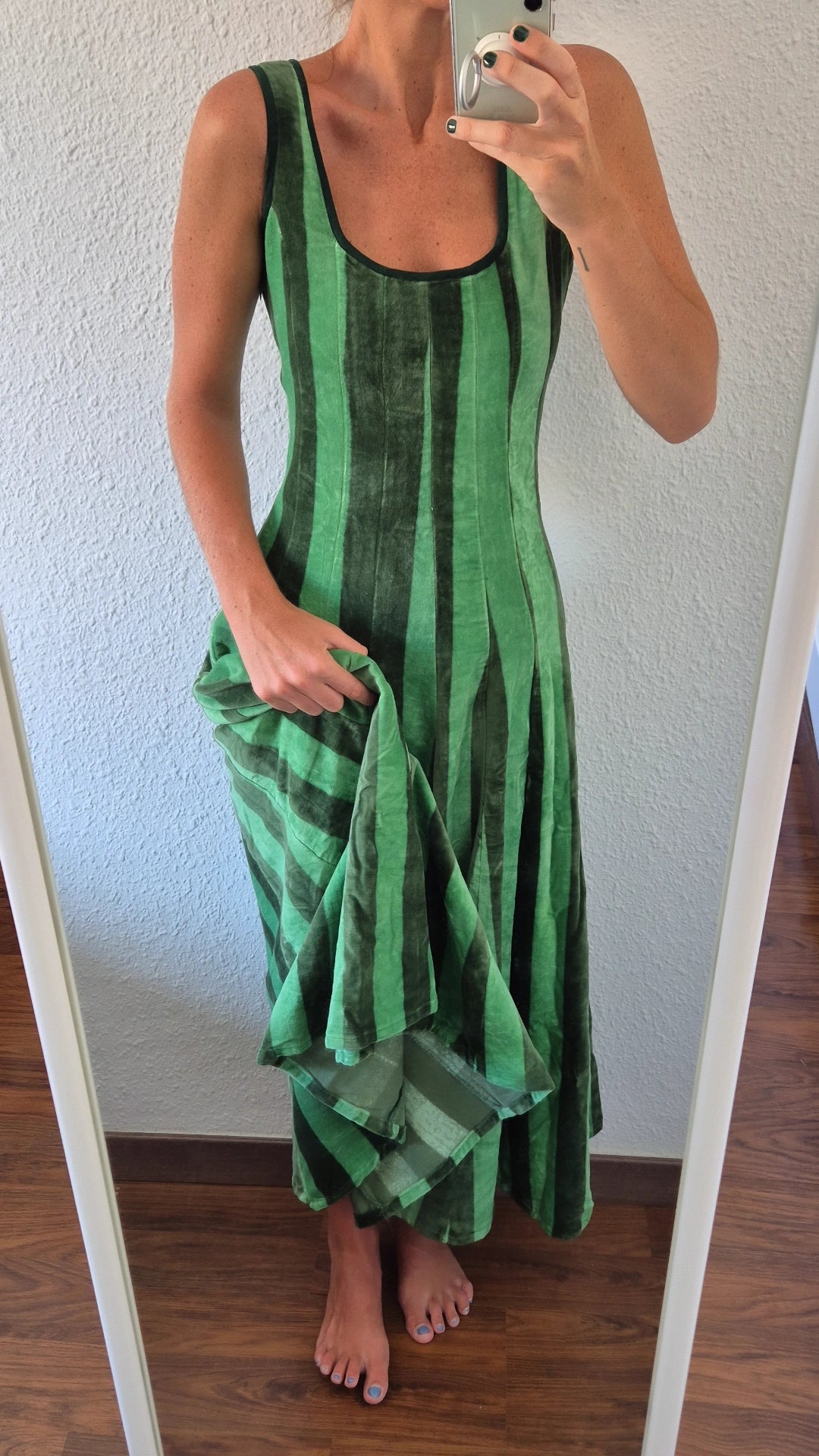 Vestido Moniquita stripes dark green