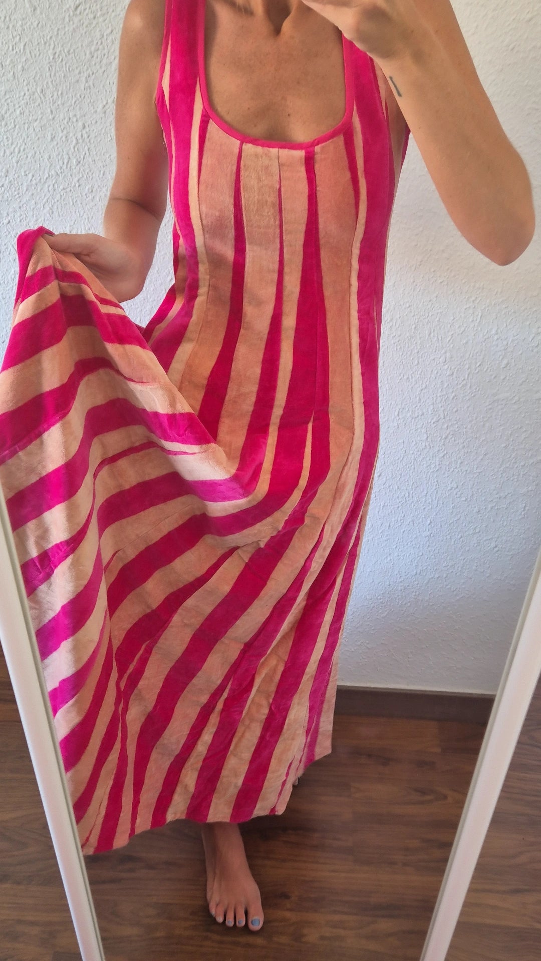 Vestido Moniquita stripes dark Pink