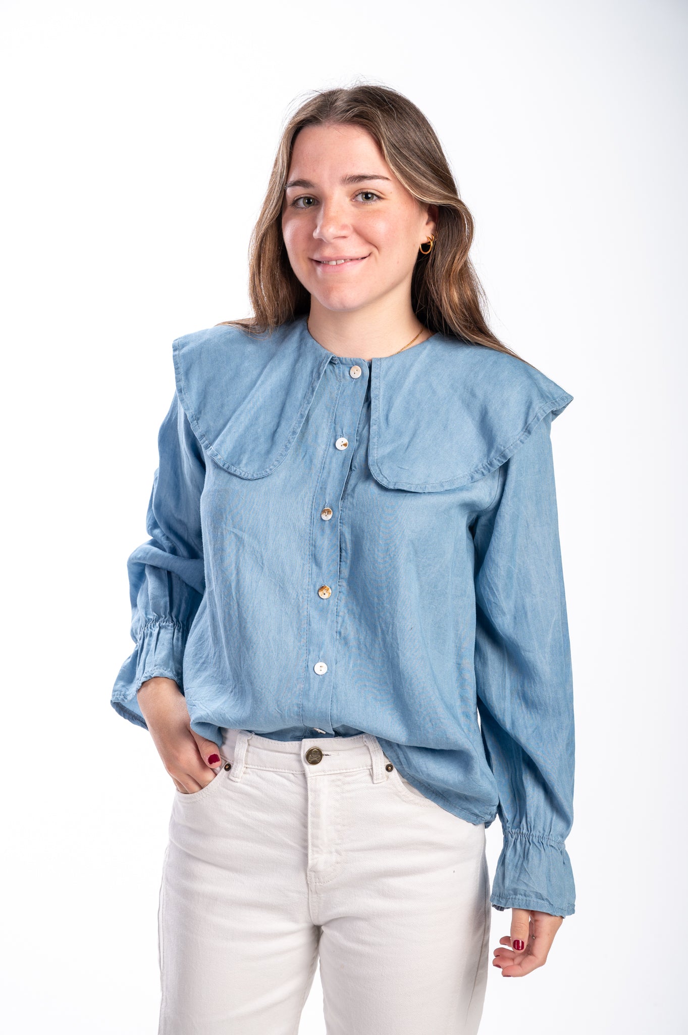 Camisa vaquera cuello bebé