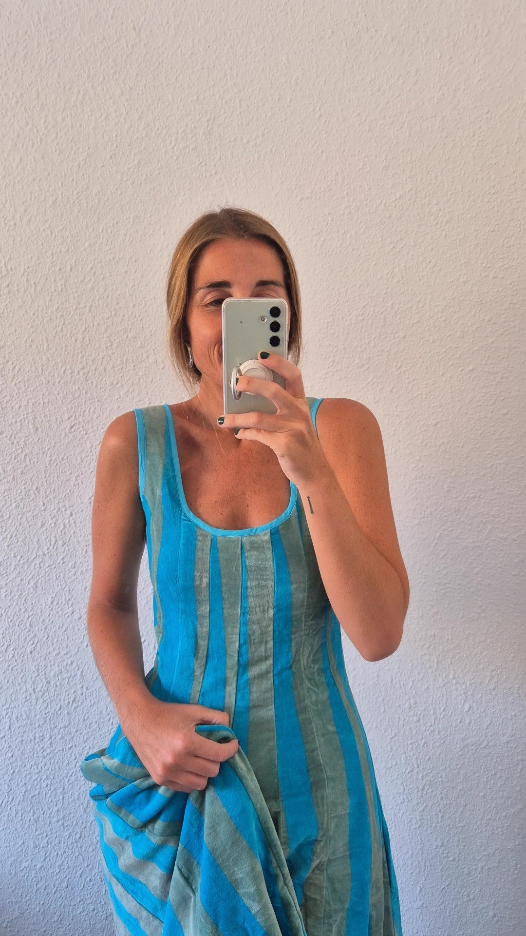 Vestido Moniquita stripes baby blue