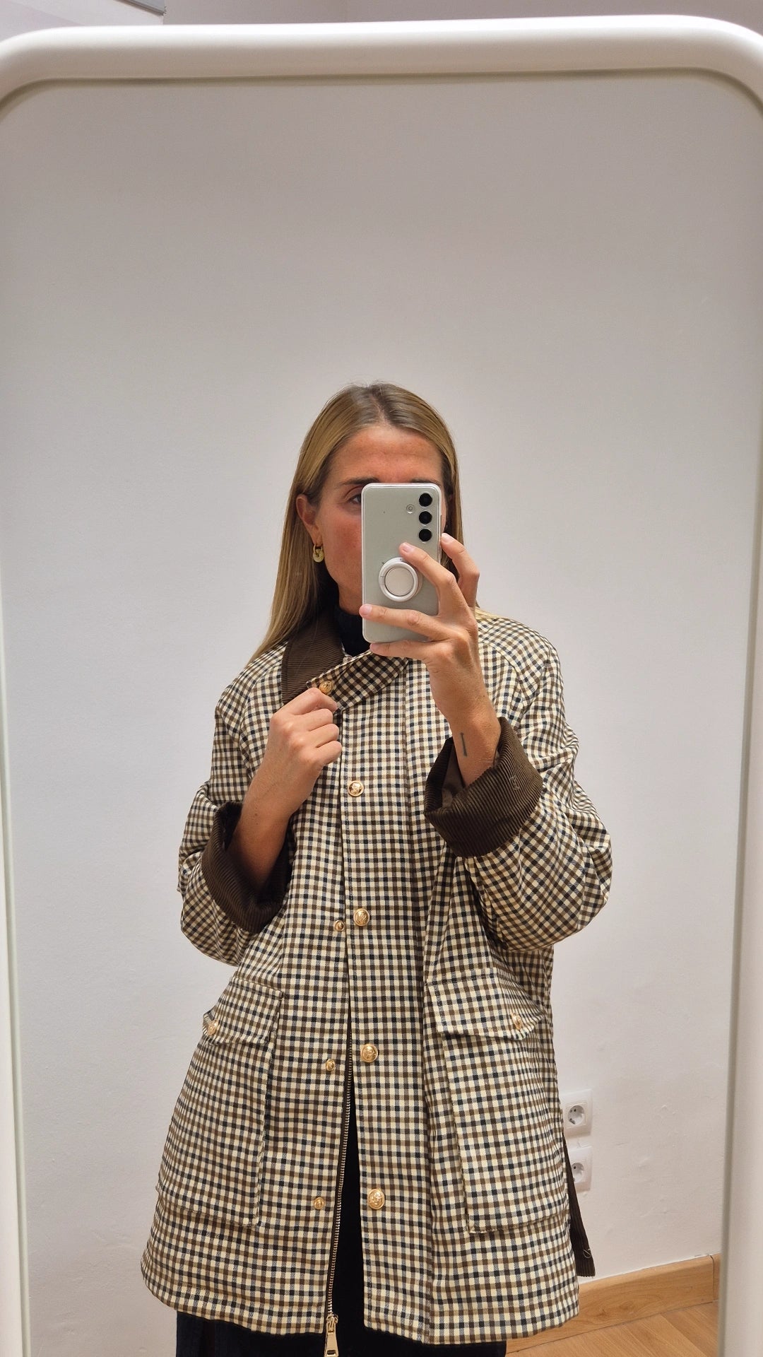 Chaqueta cuadritos cuello pana