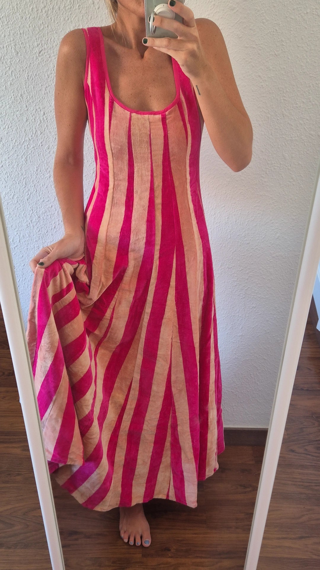 Vestido Moniquita stripes dark Pink