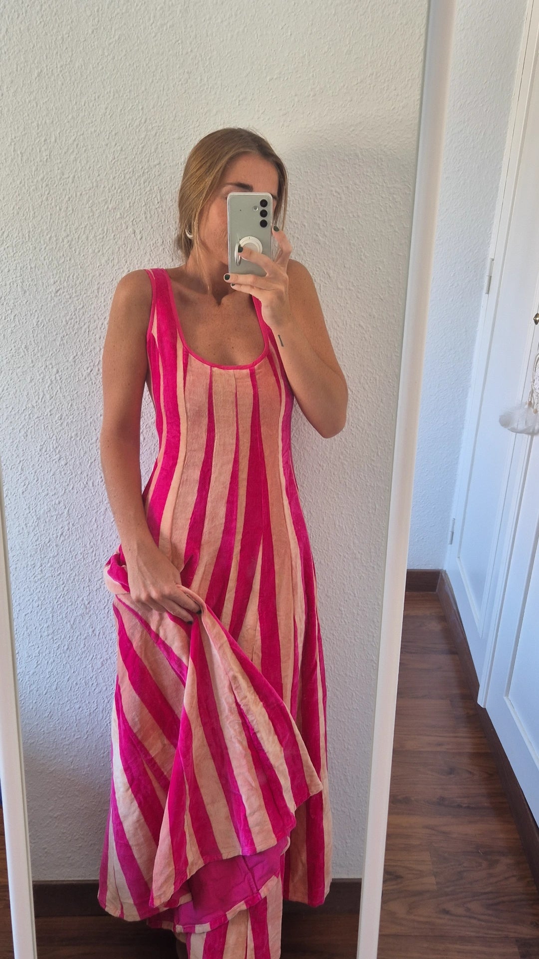 Vestido Moniquita stripes dark Pink