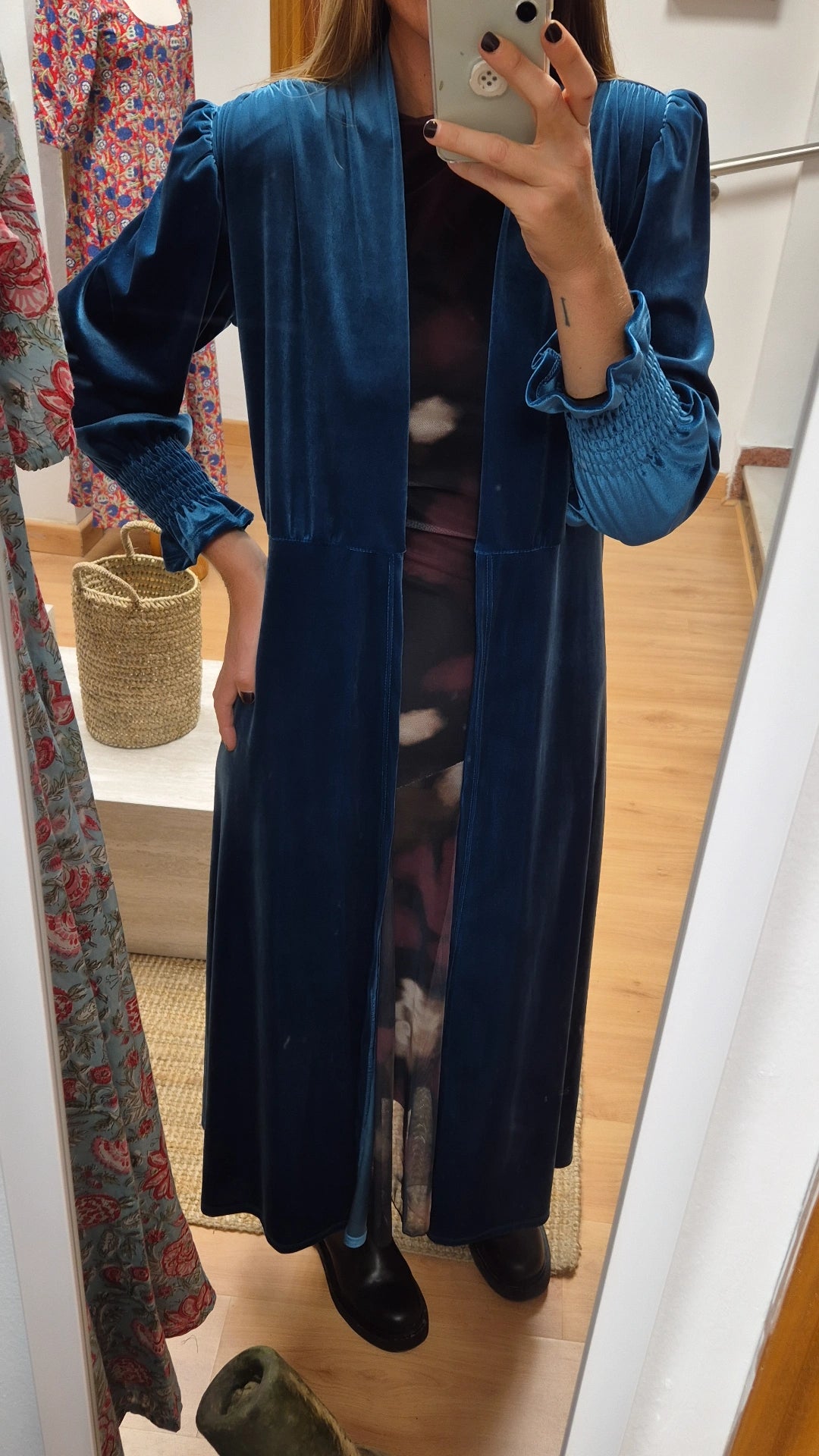 Abrigo terciopelo turquesa