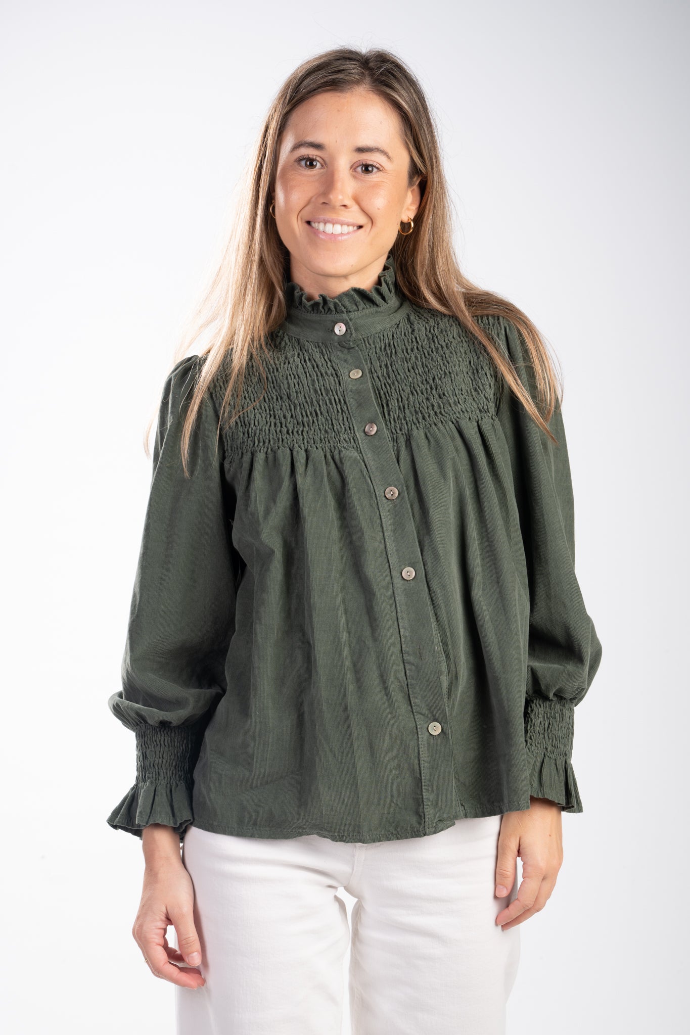 Blusa pana fruncido verde