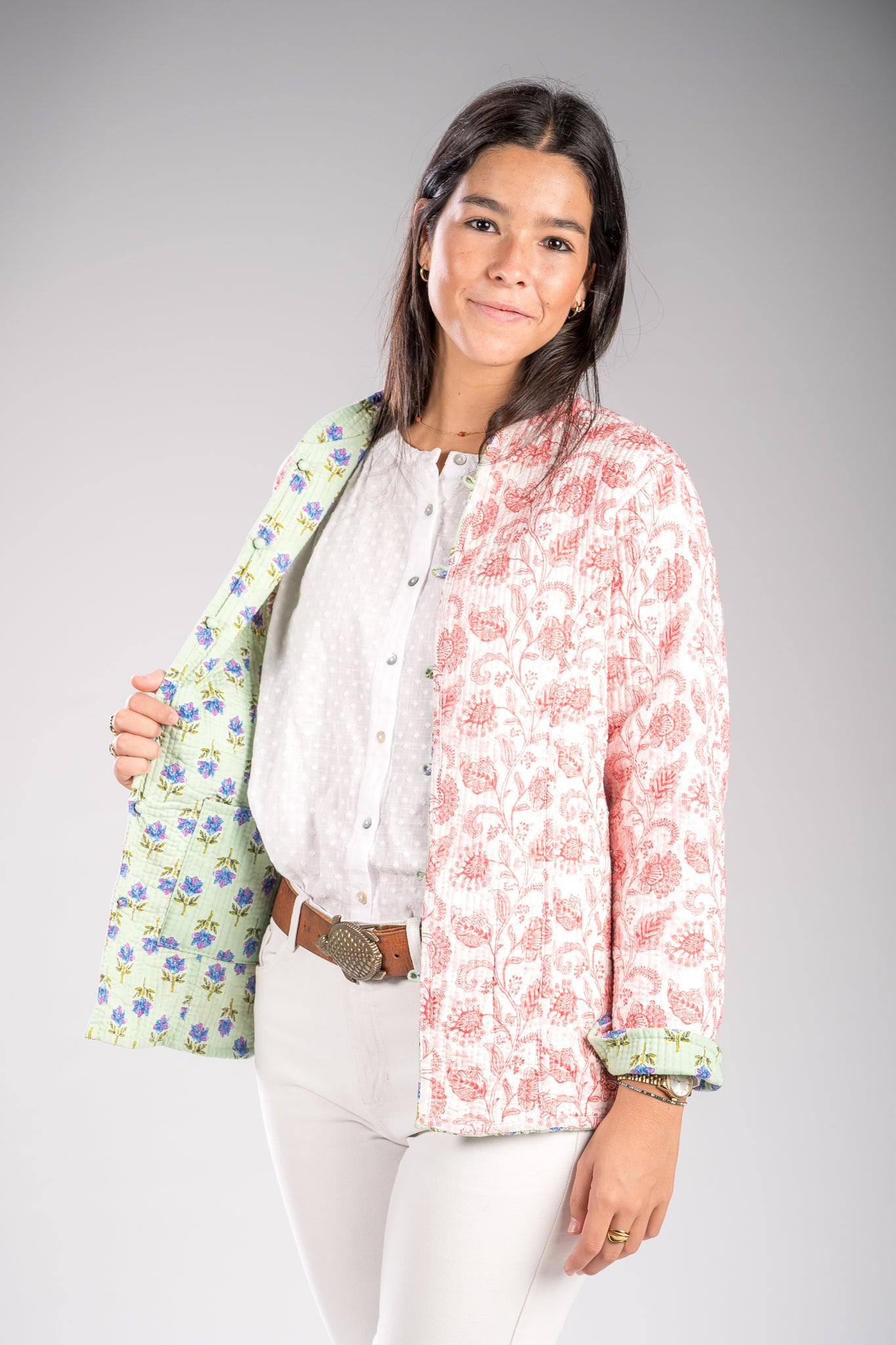 Chaqueta reversible verde-rojo