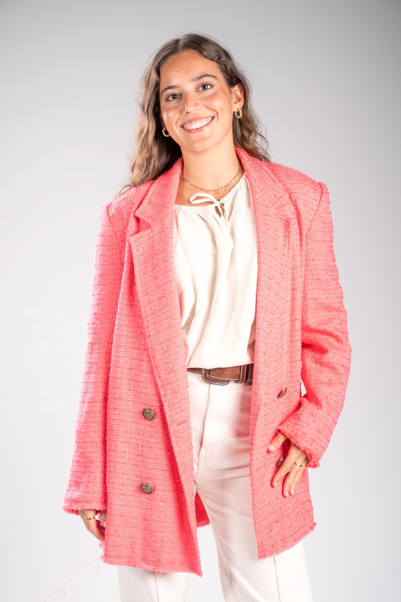 Blazer cruzada fucsia