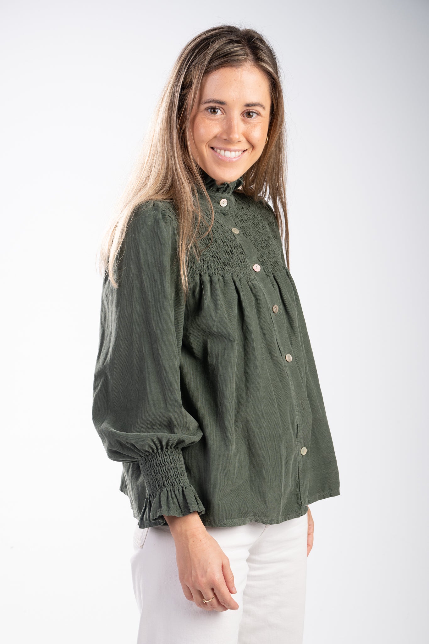 Blusa pana fruncido verde