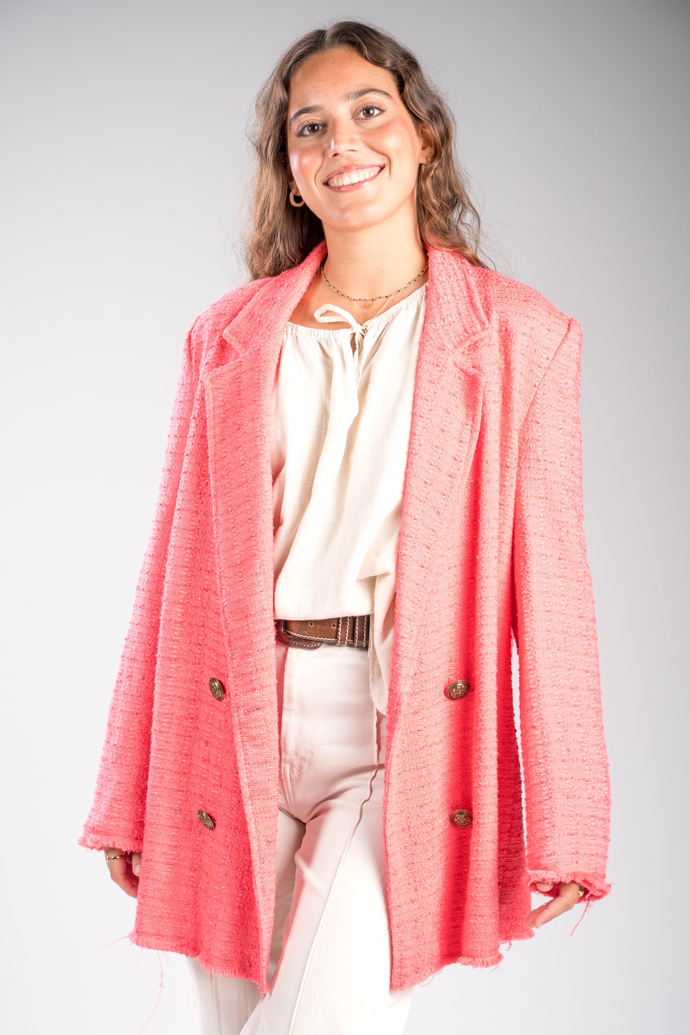 Blazer cruzada fucsia