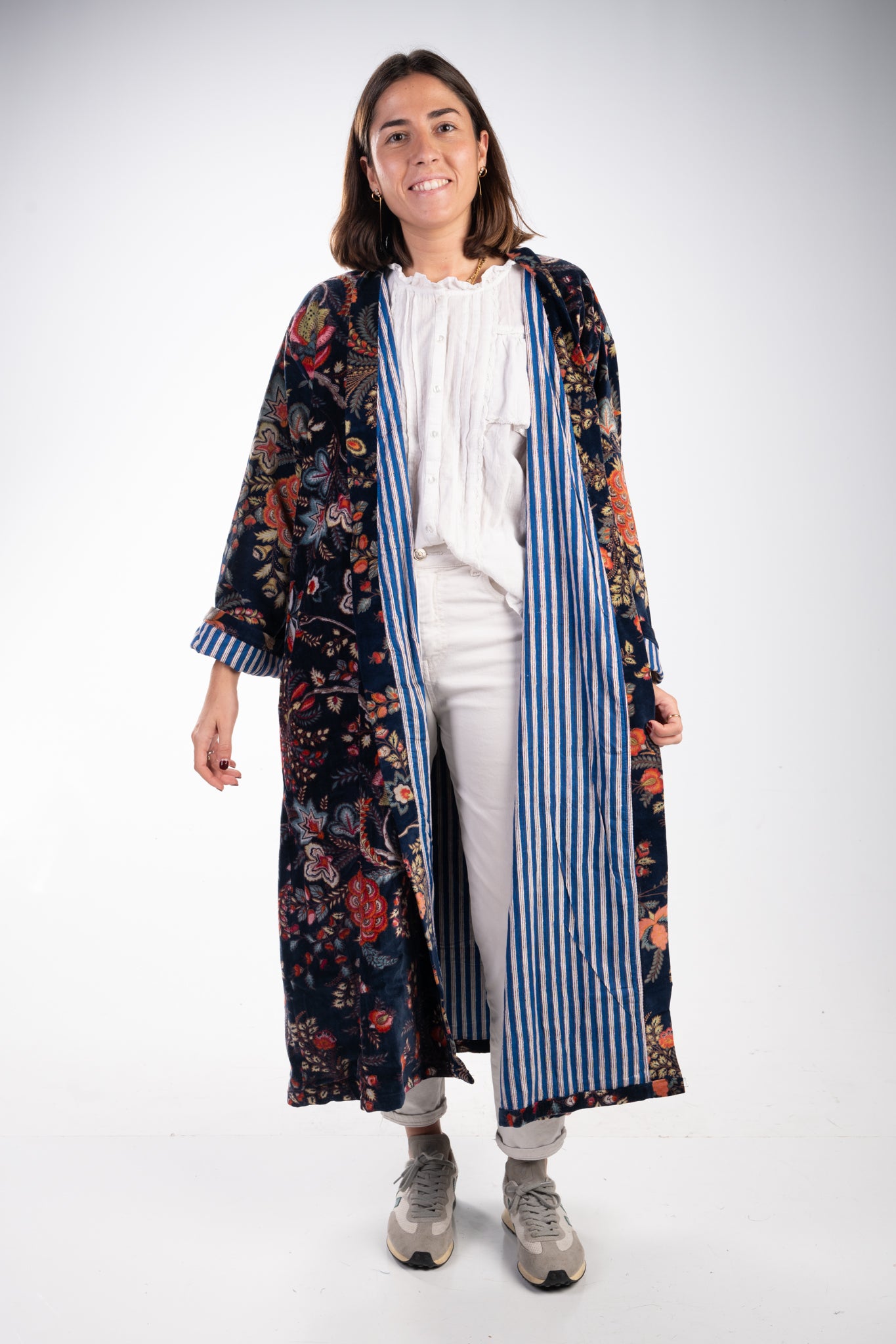 Bata kimono azul marino