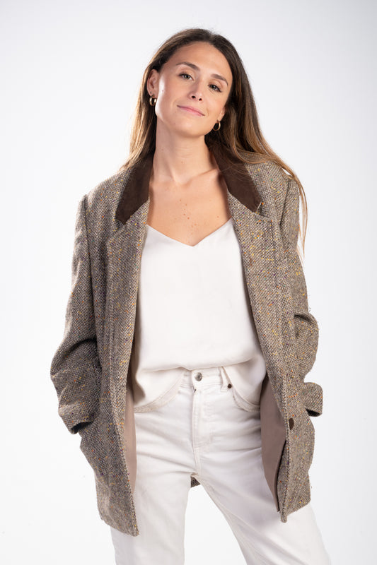 Blazer de tweed marrón