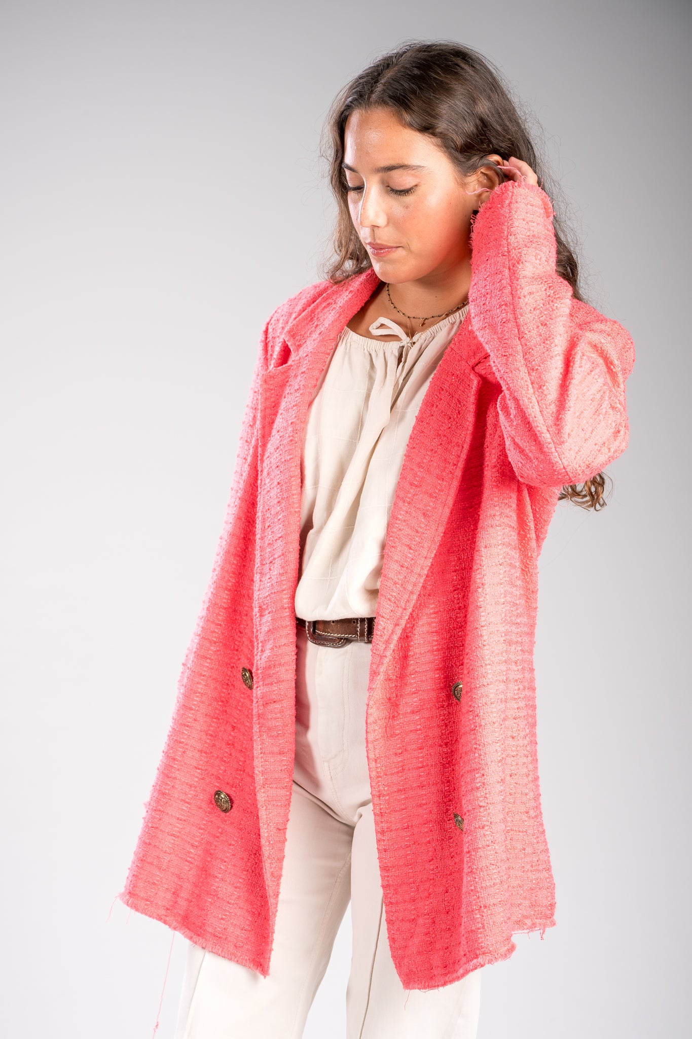 Blazer cruzada fucsia