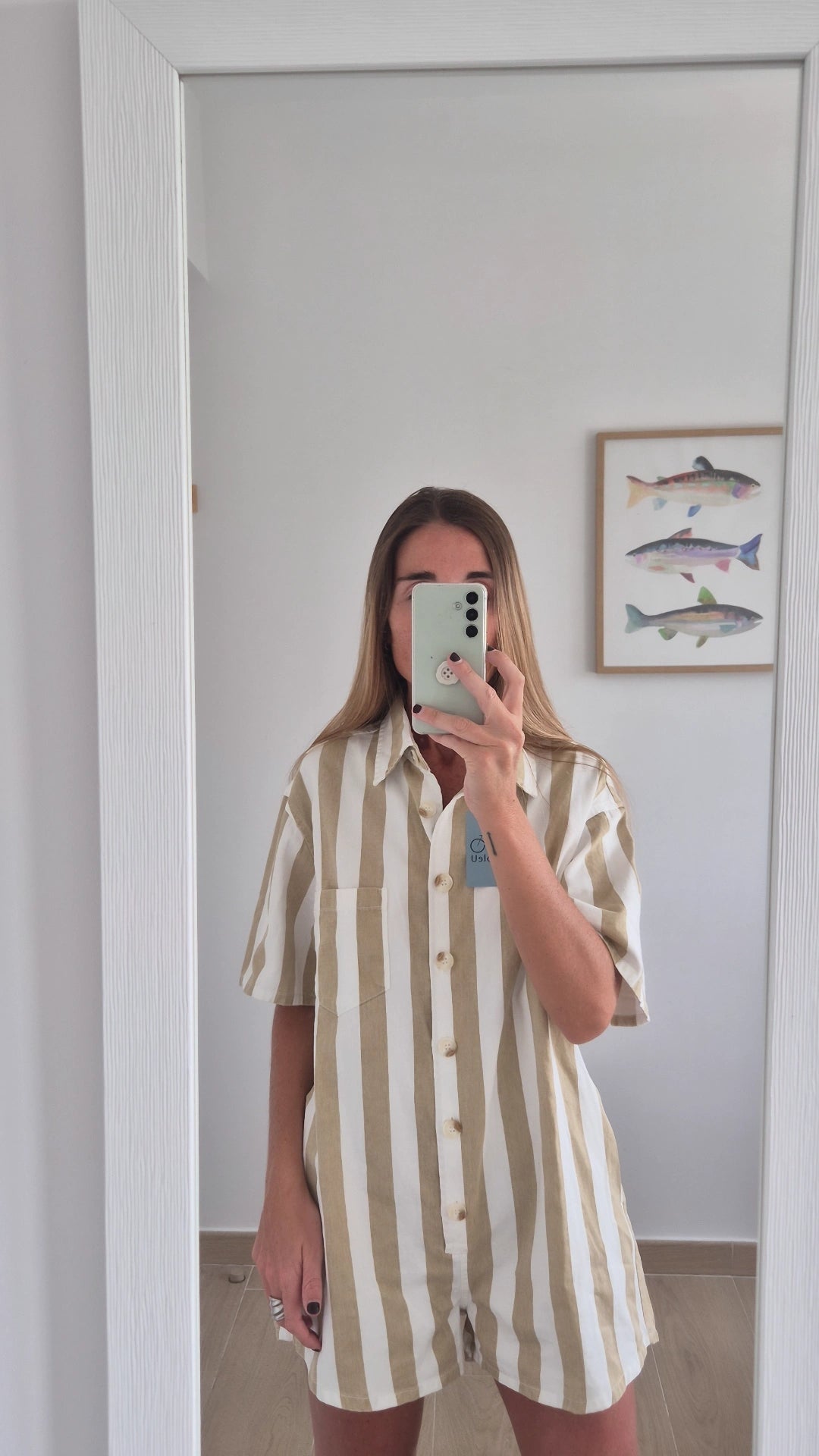 Mono denim 100% algodón rayas beige