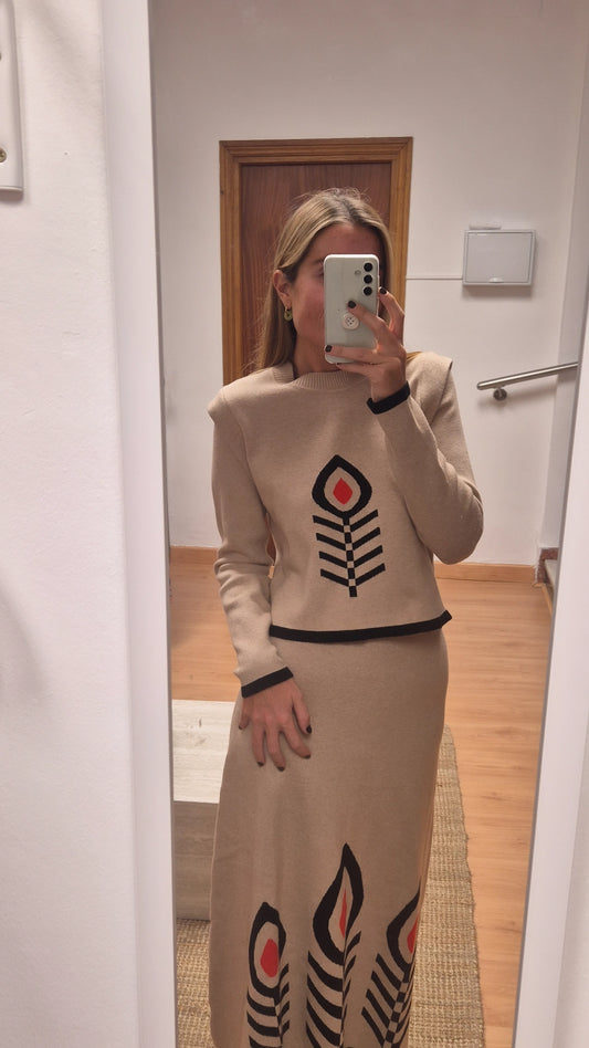 Conjunto punto jersey/falda