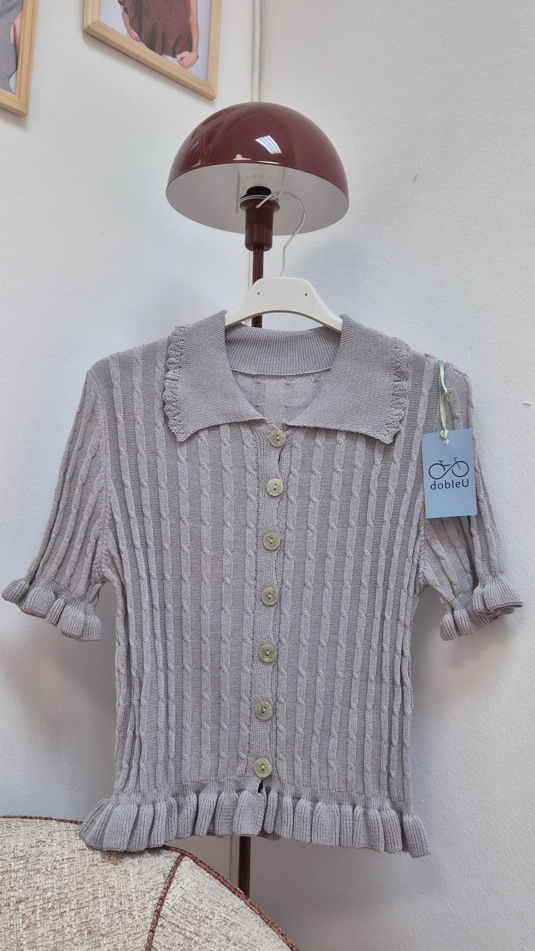 Cardigan de punto gris