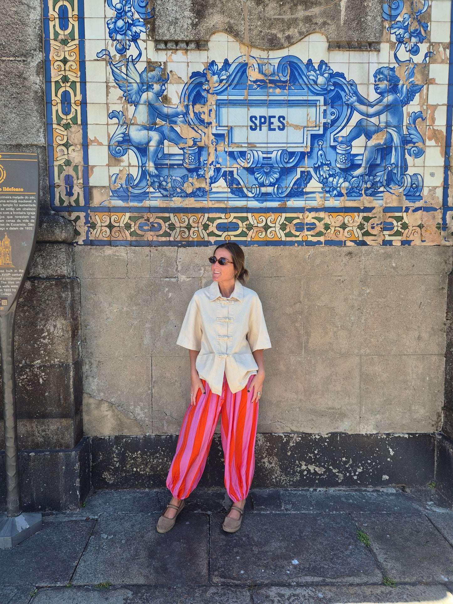 Pantalón bombacho rayas orange/pink