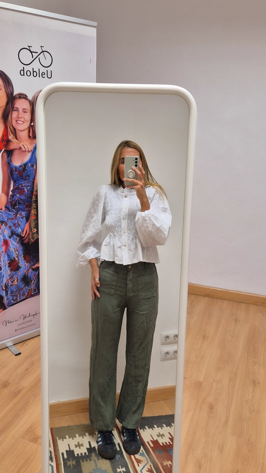 Pantalón lino verde