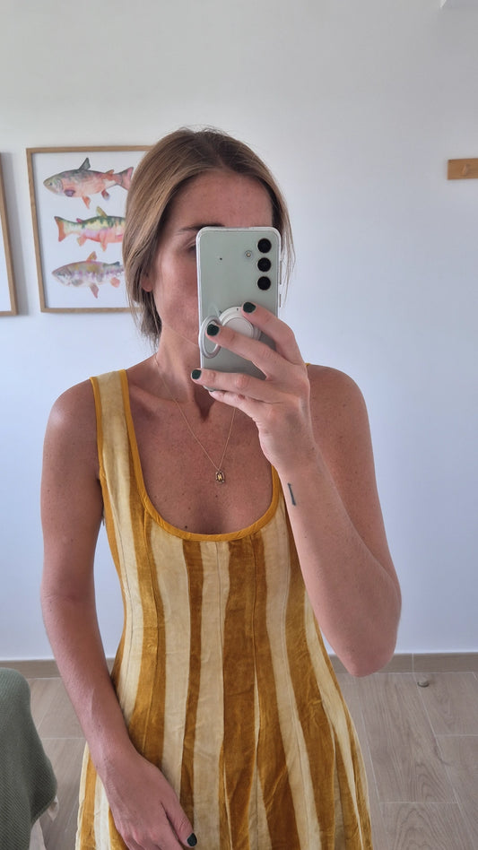 Vestido Moniquita stripes mostaza