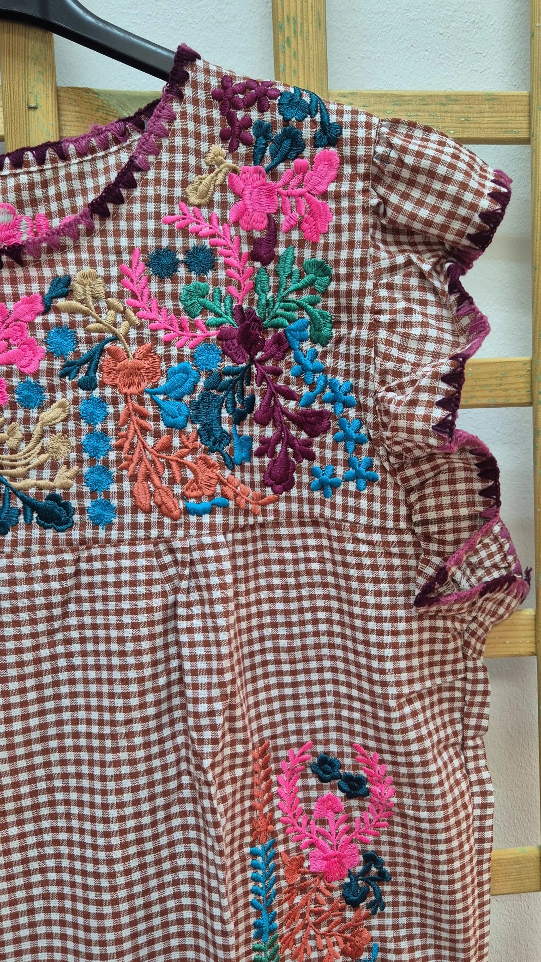 Vestido vichy bordado two