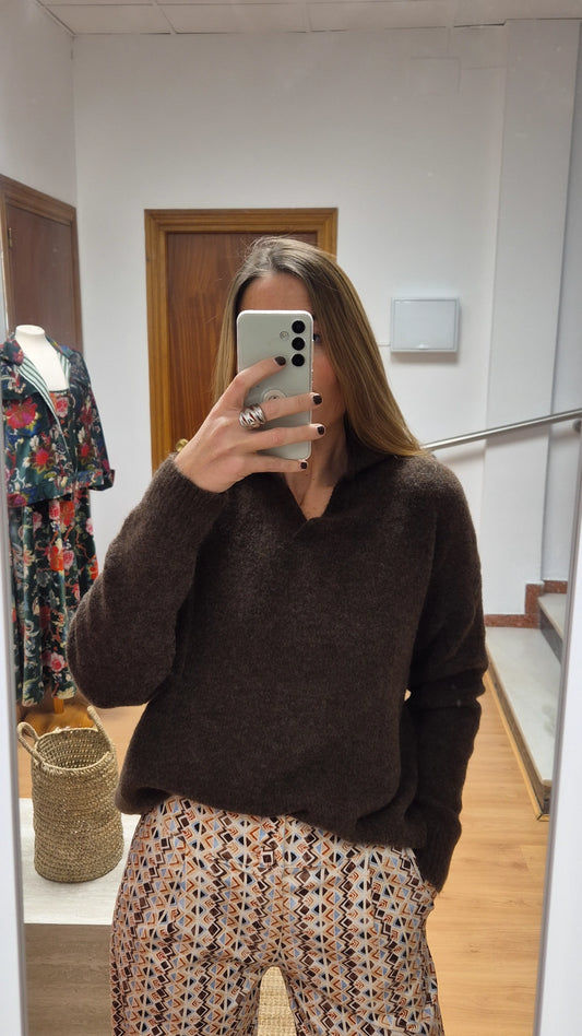 Pantalón bombacho tierra