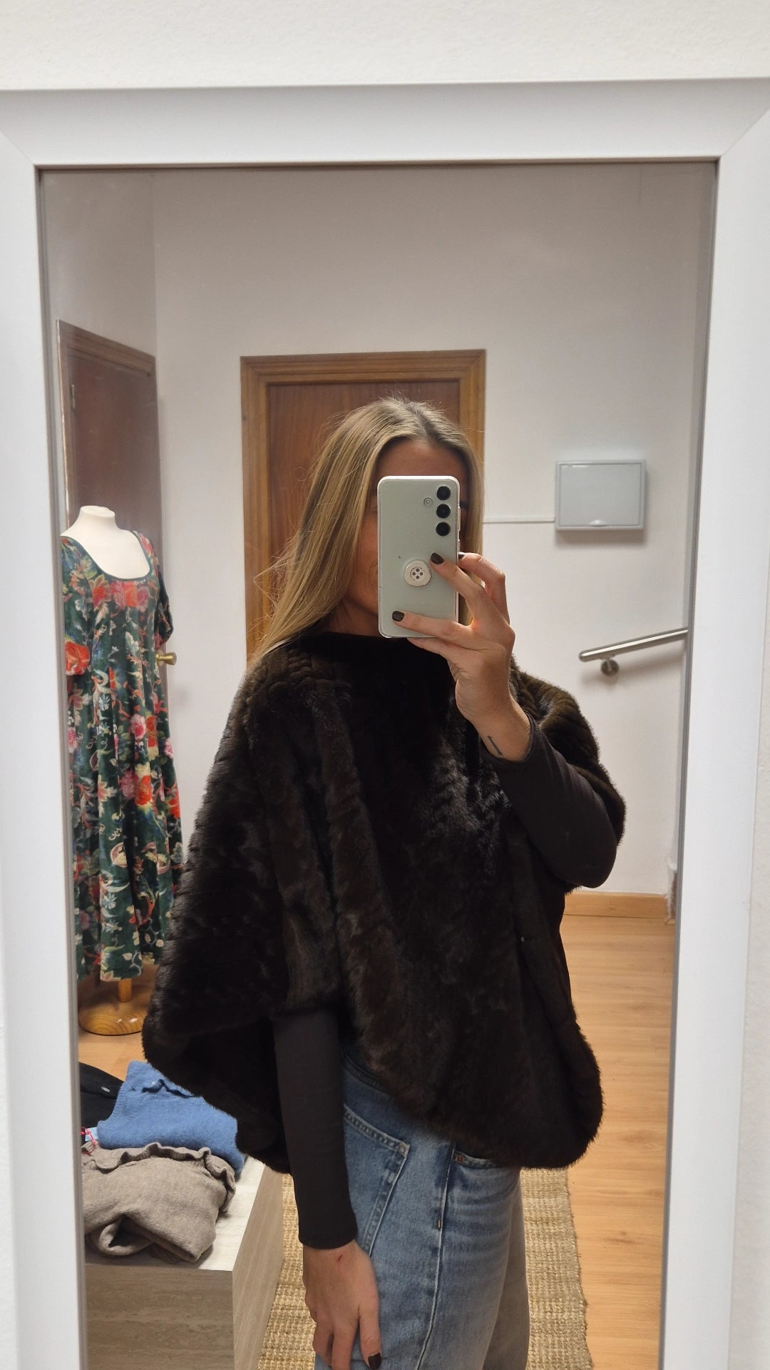 Poncho pelo marrón chocolate