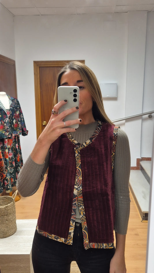 Chaleco resersible 100% algodón y terciopelo