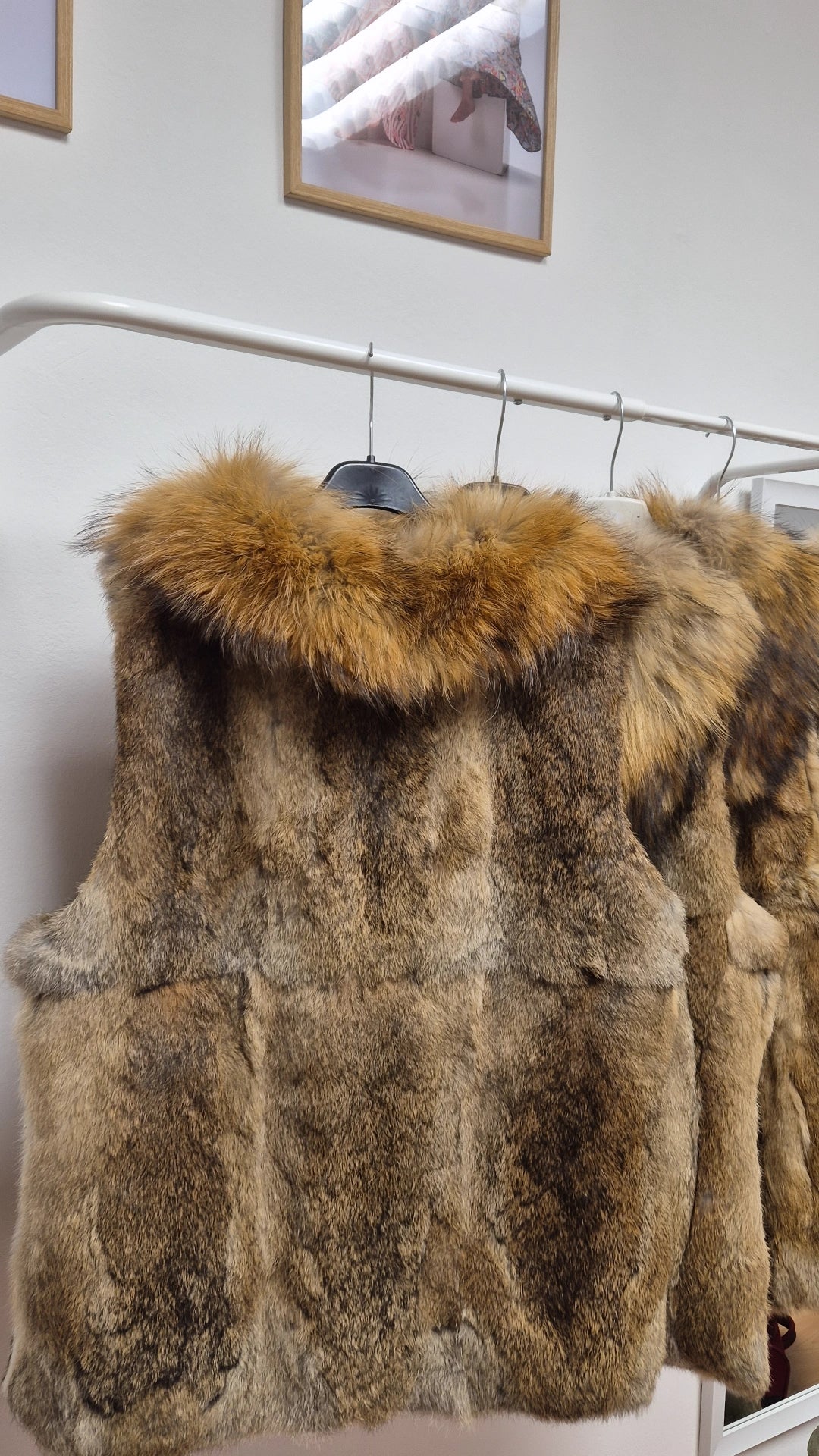 Chaleco 100% piel de conejo 100% cuero