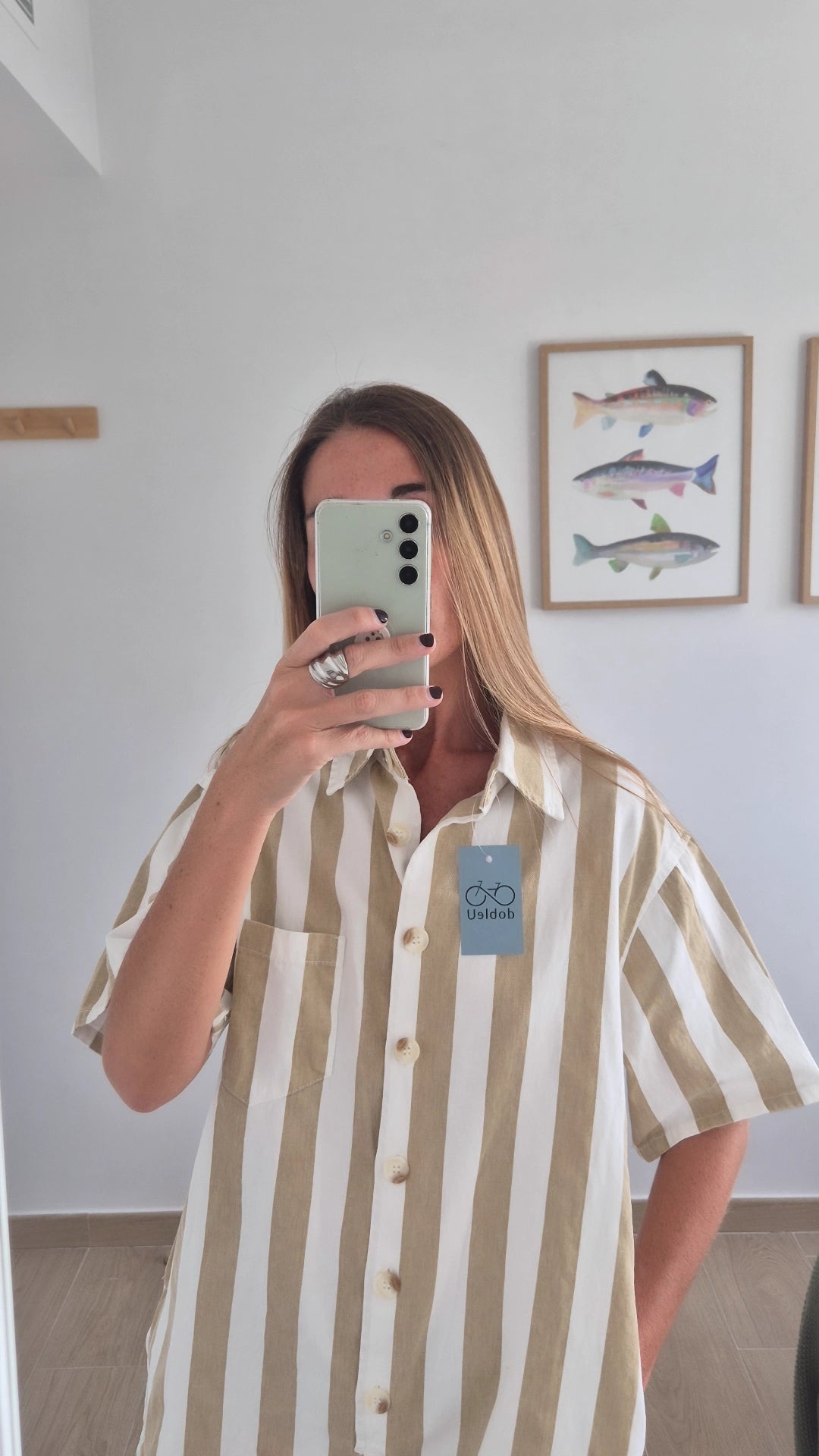 Mono denim 100% algodón rayas beige