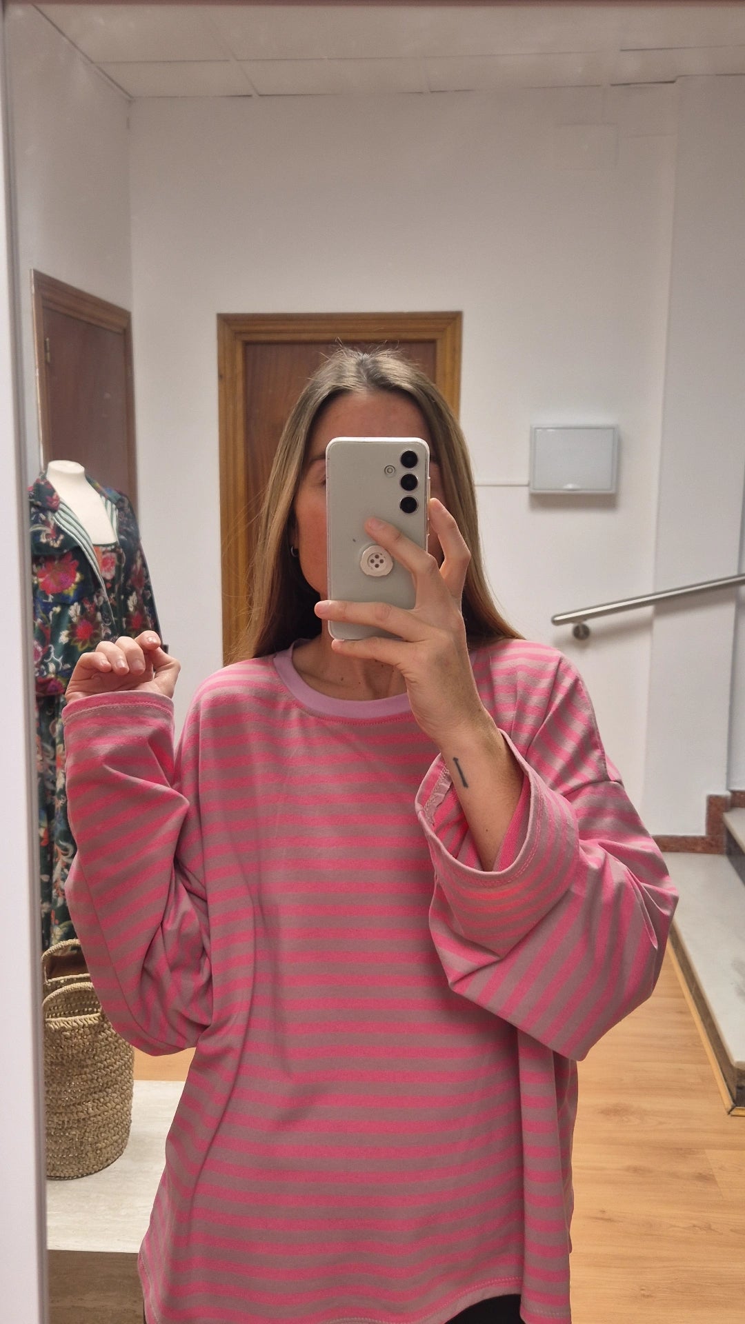 Sudadera rayas rosas