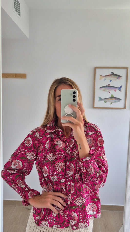 Blusa 100% algodón fucsia
