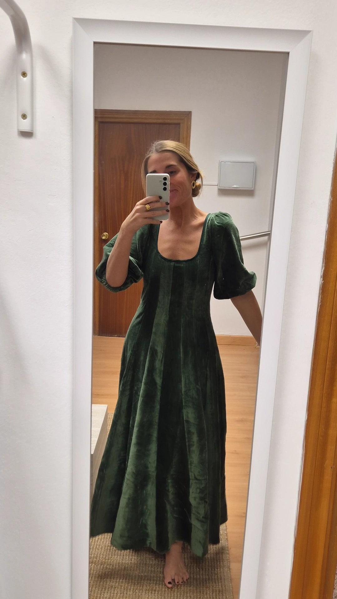 Vestido Moniquita con mangas Verde Botella