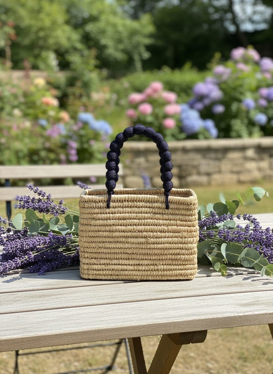 Bolso artesanal de rafia y algodón seren