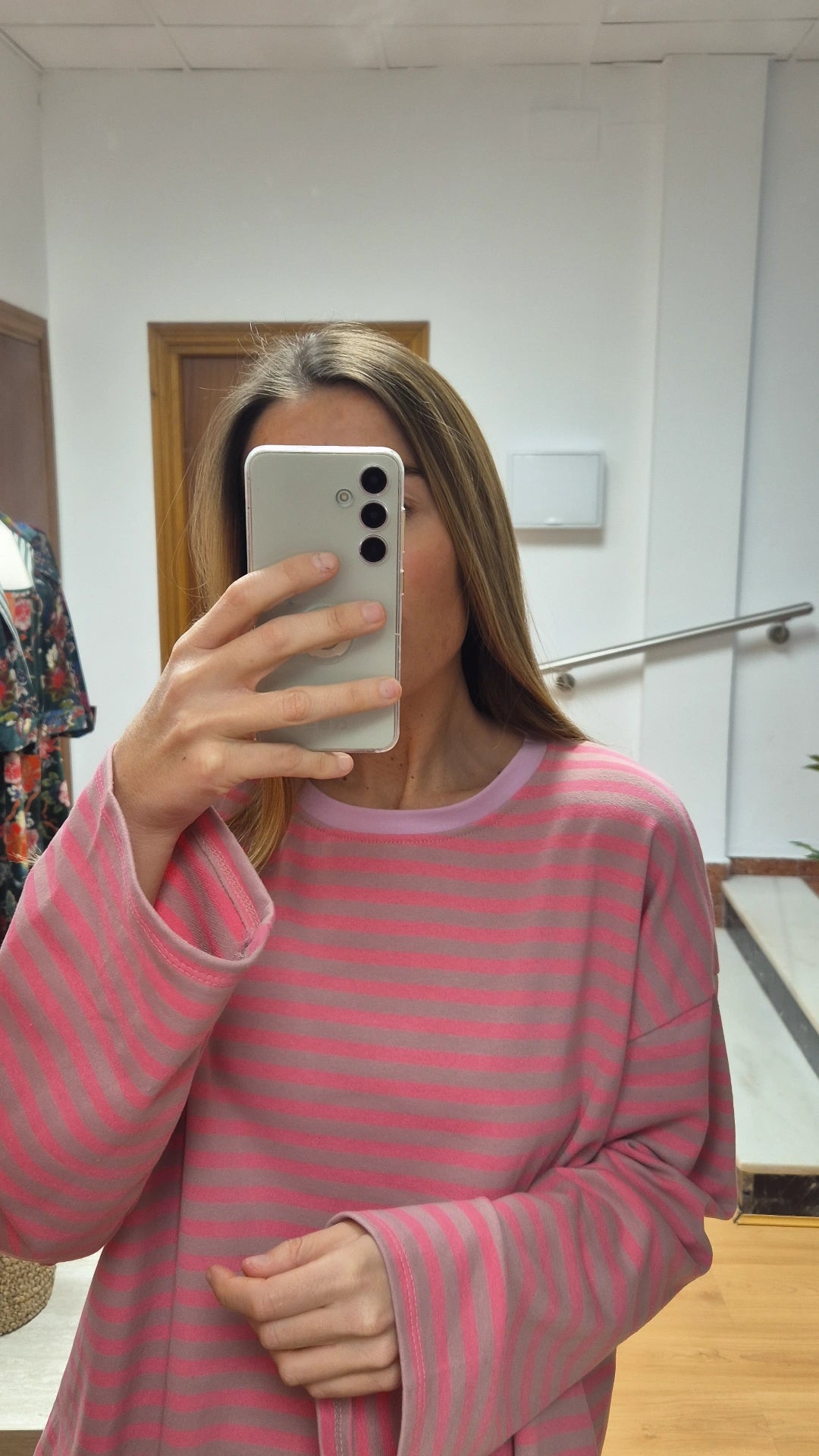 Sudadera rayas rosas