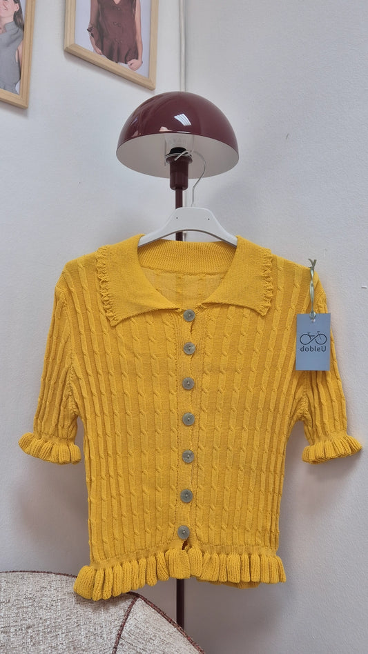 Cardigan de punto amarillo