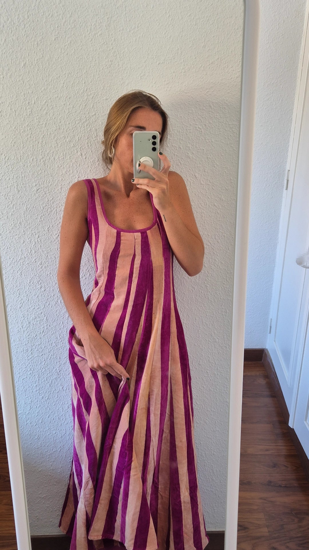 Vestido Moniquita stripes buganvilla