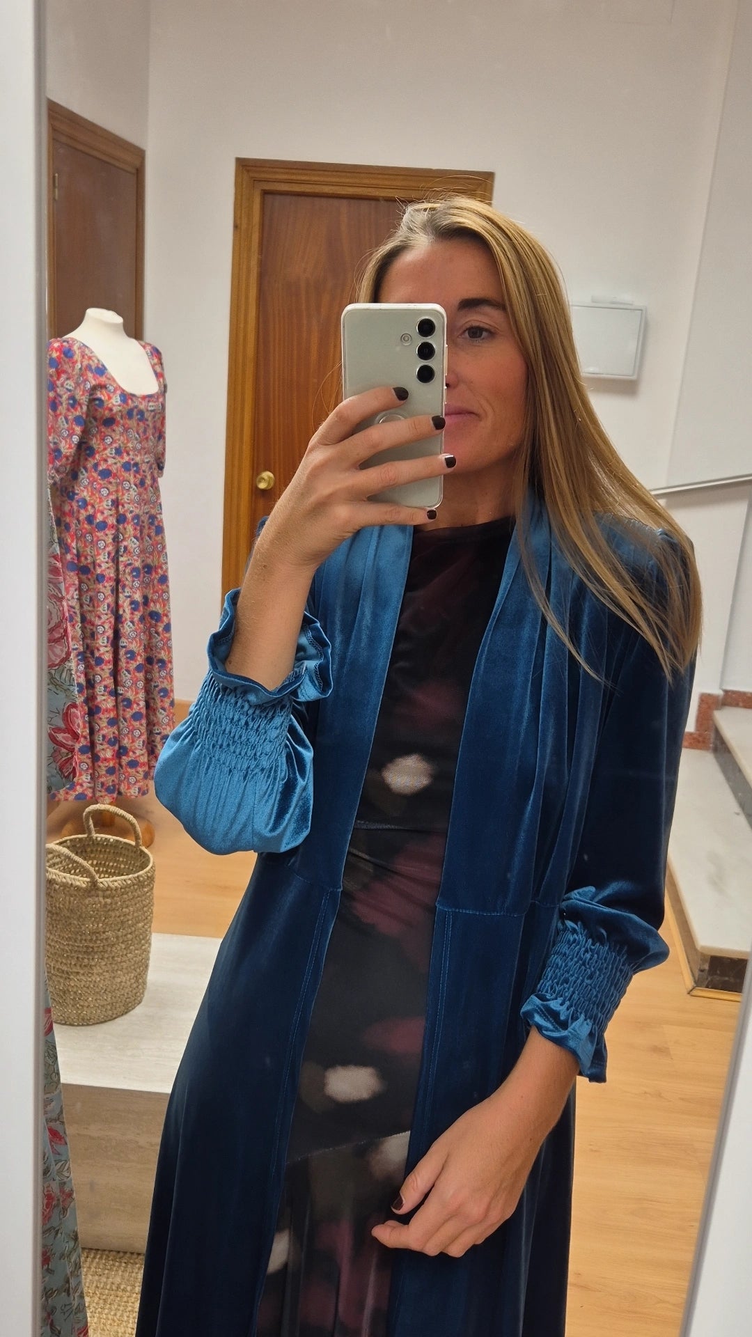 Abrigo terciopelo turquesa