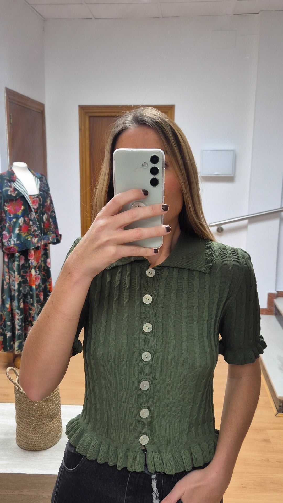 Cardigan de punto verde