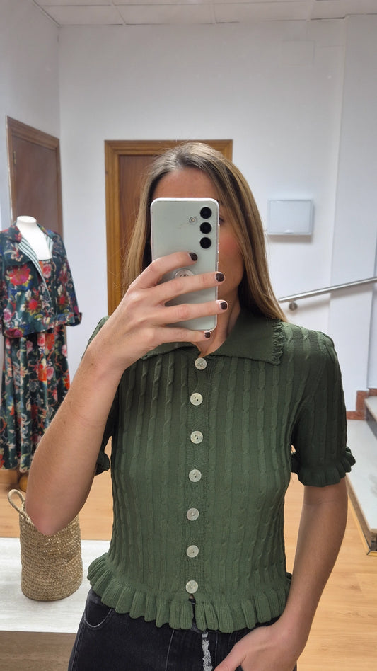 Cardigan de punto verde